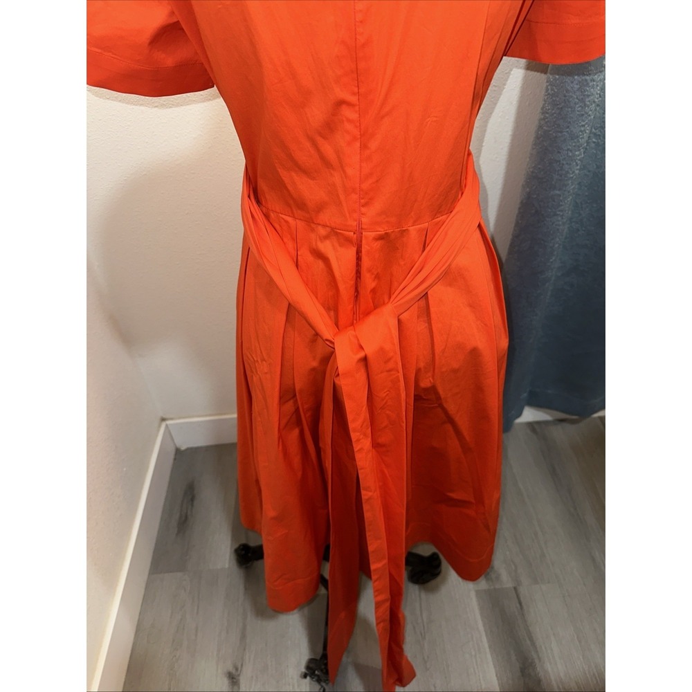 Diane Von Furstenberg Bethania Dress Women 12 Orange Short Sleeve Wrap Pleated - Picture 7 of 10